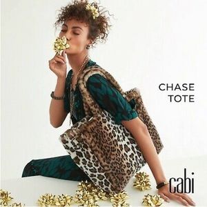Cabi faux fur leopard tote